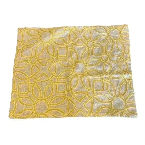 The Company Store Braxton Linked Floral Pillow Covers 16”x20” Yellow Tan - Picture 3 of 3